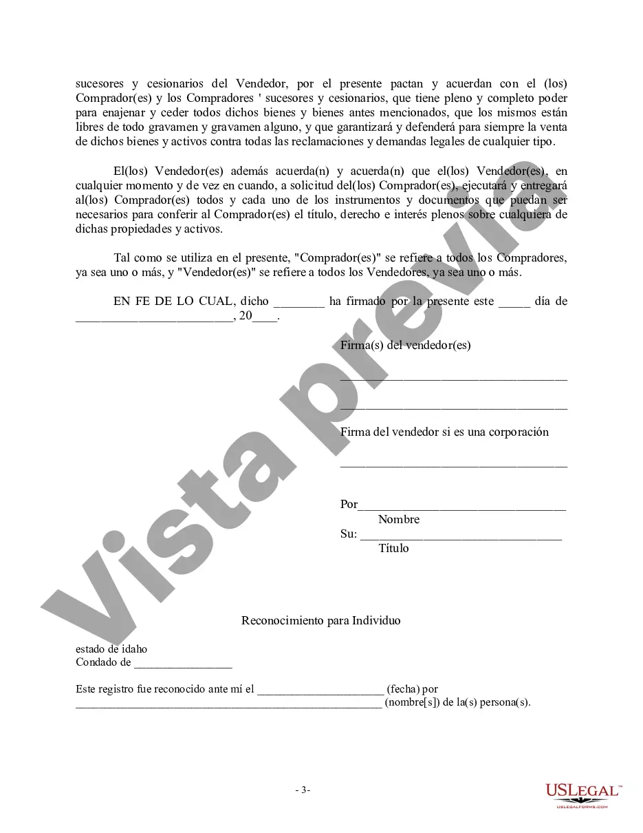 Preview Factura de venta en relación con la venta del negocio por parte del vendedor individual o corporativo