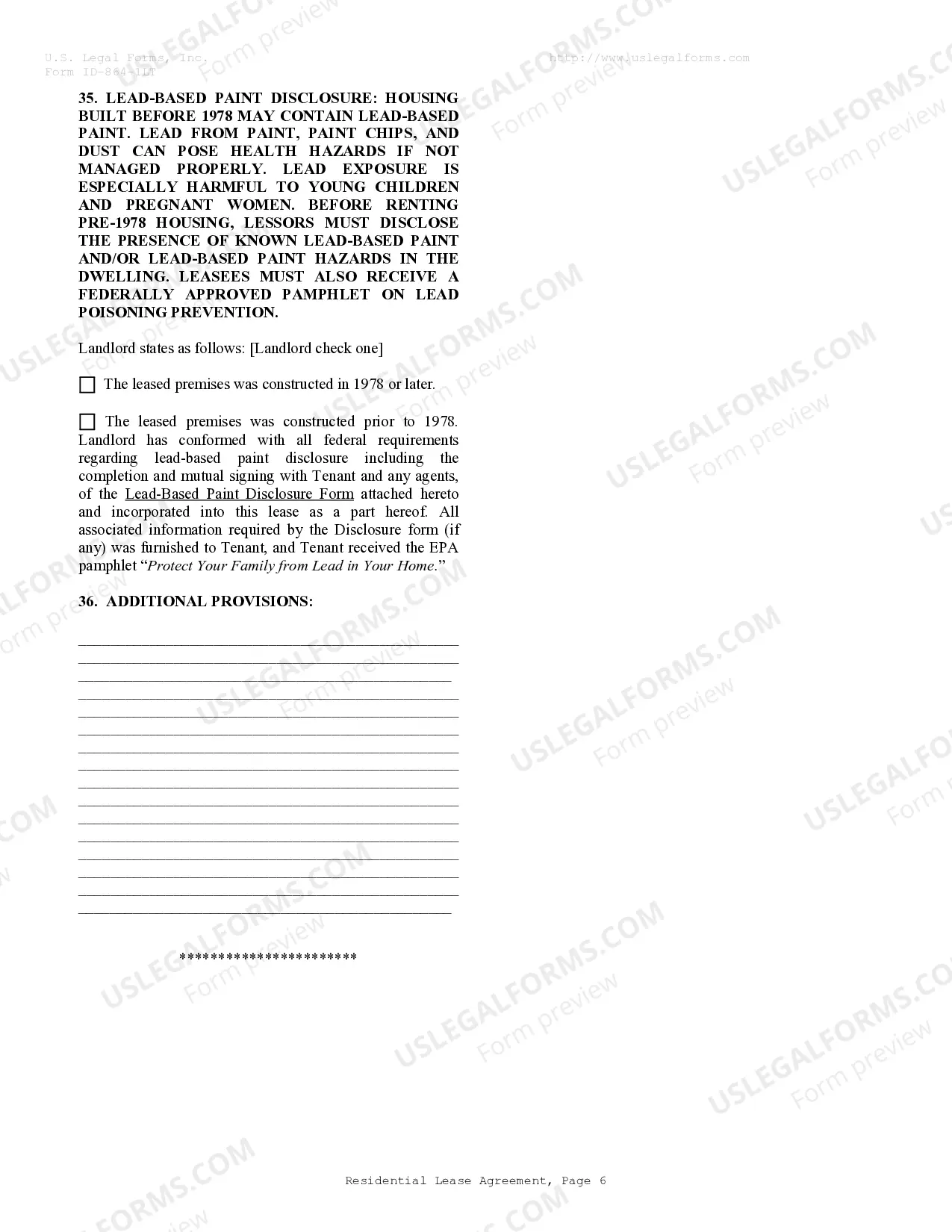 Preview Residential Lease or Rental Agreement for Month to Month