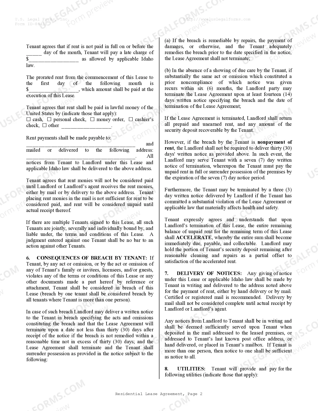 Preview Residential Rental Lease Agreement