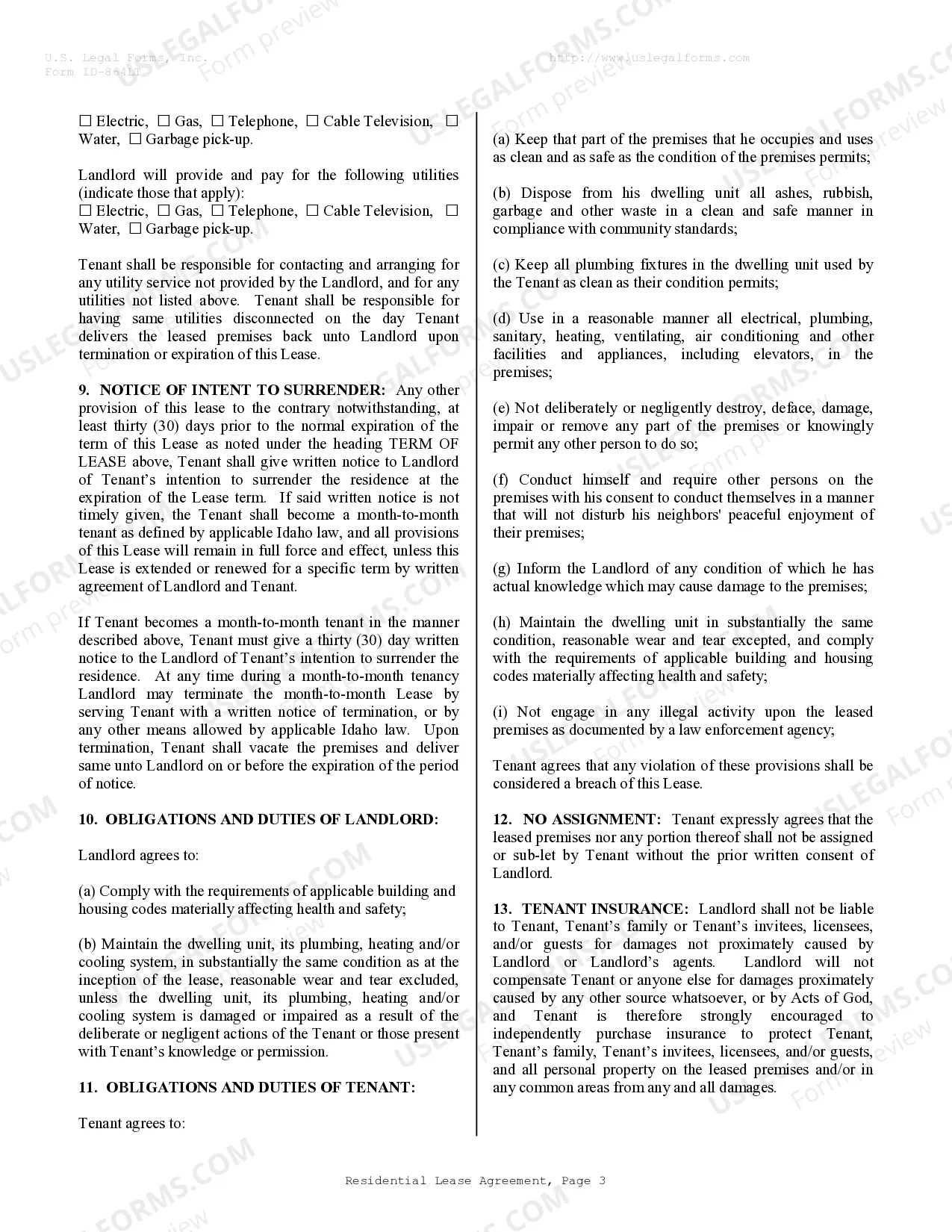 Preview Residential Rental Lease Agreement