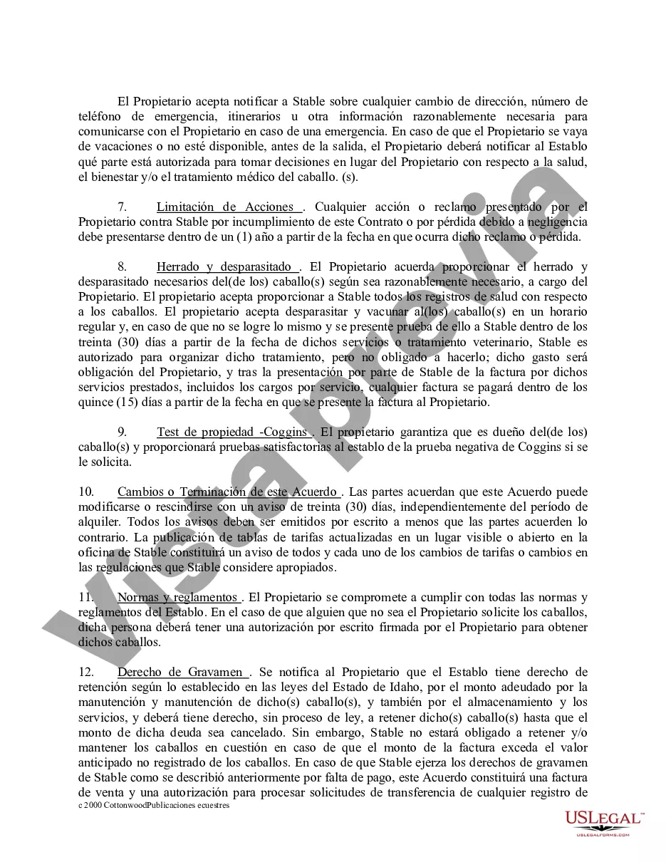 Preview Paquete de formularios equinos para caballos de Idaho