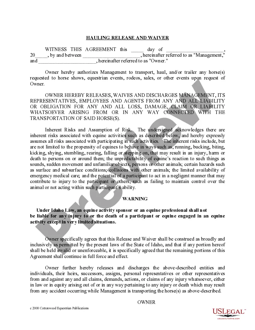 Get Idaho Horse Equine Forms Package Preview Idaho Horse Equine Forms Package