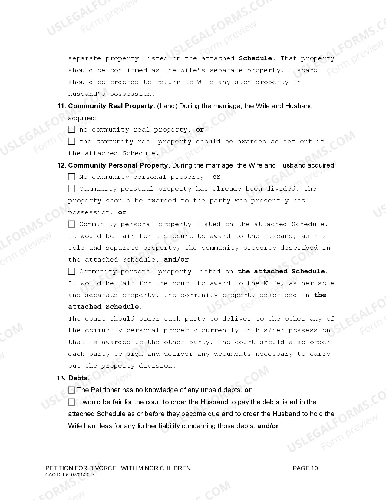 Preview Complaint for Divorce with Children