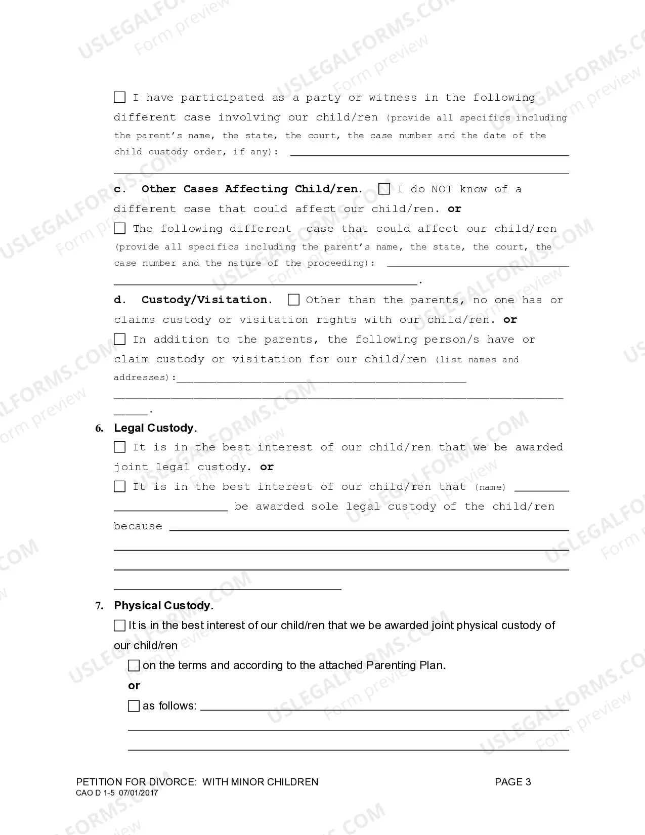 Preview Complaint for Divorce with Children