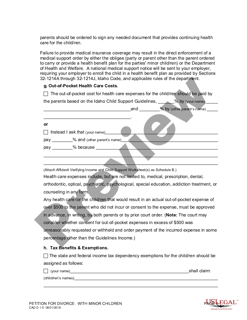 idaho complaint for divorce us legal forms