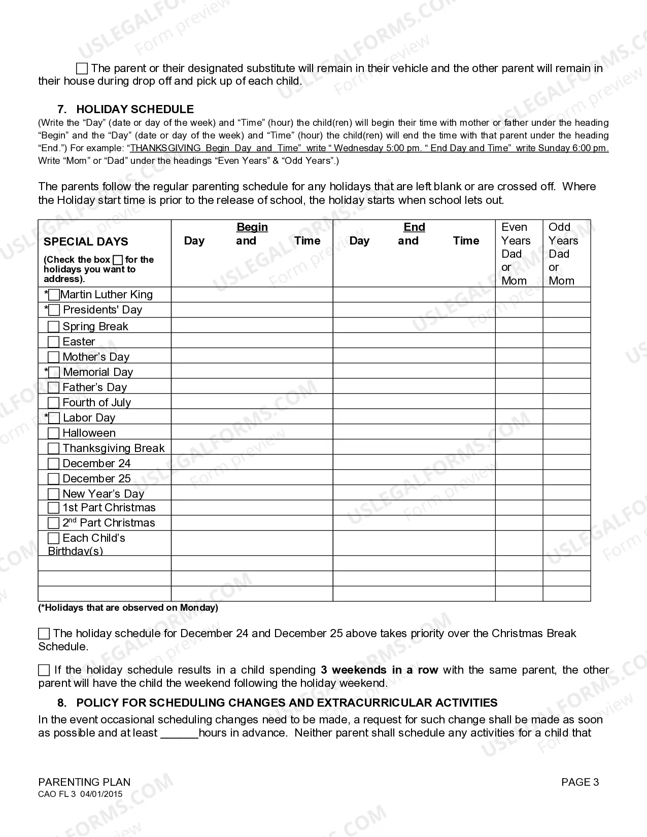 Preview Parenting Plan