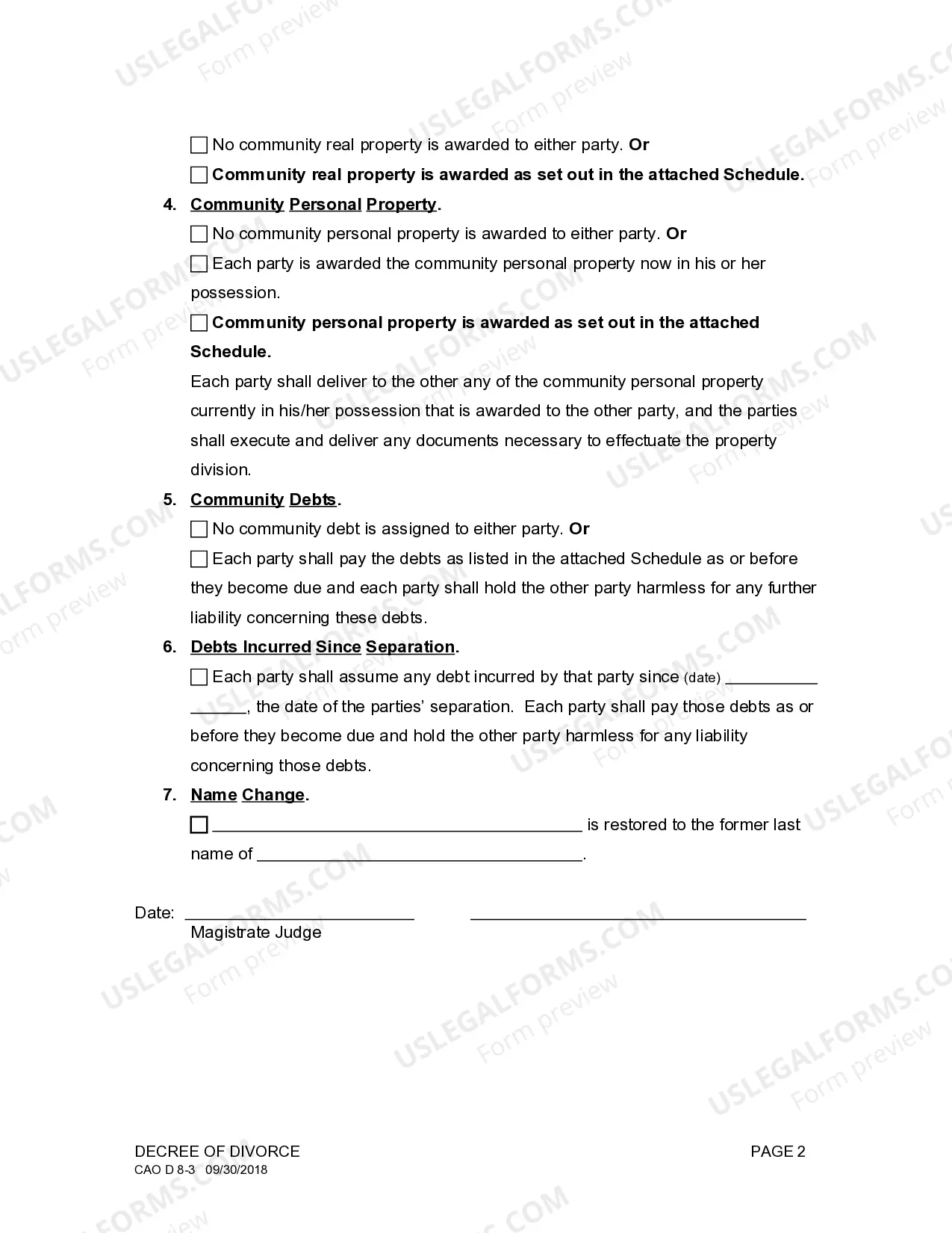 Preview Decree of Divorce - With or Without Children