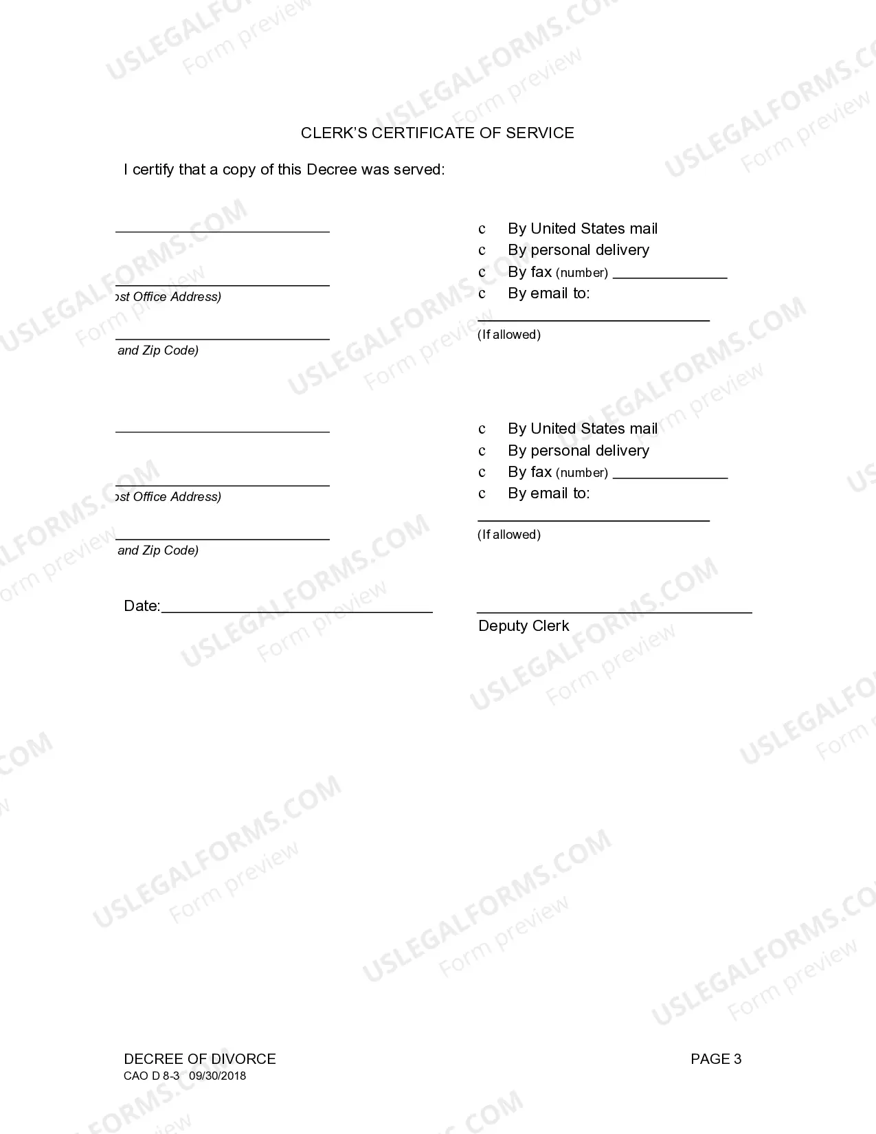 Preview Decree of Divorce - With or Without Children