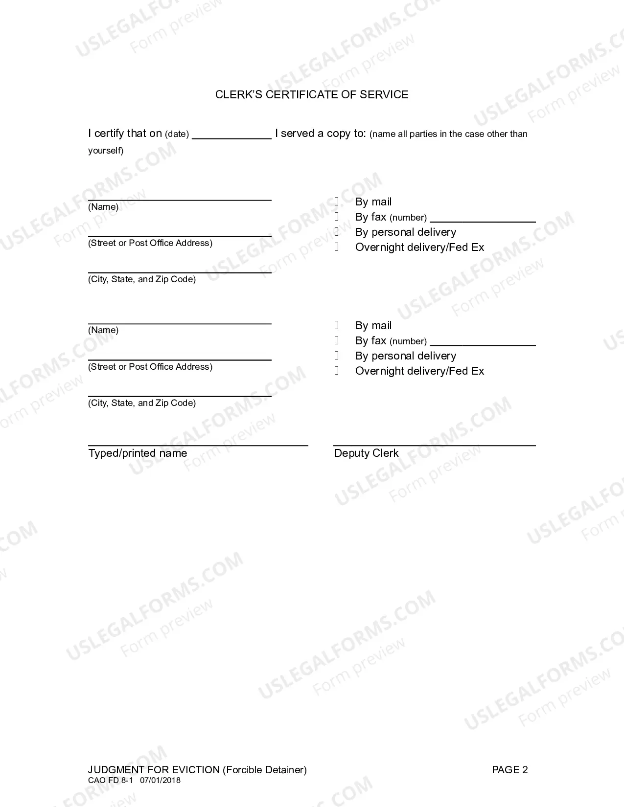 Preview Judgment for Possession of Property