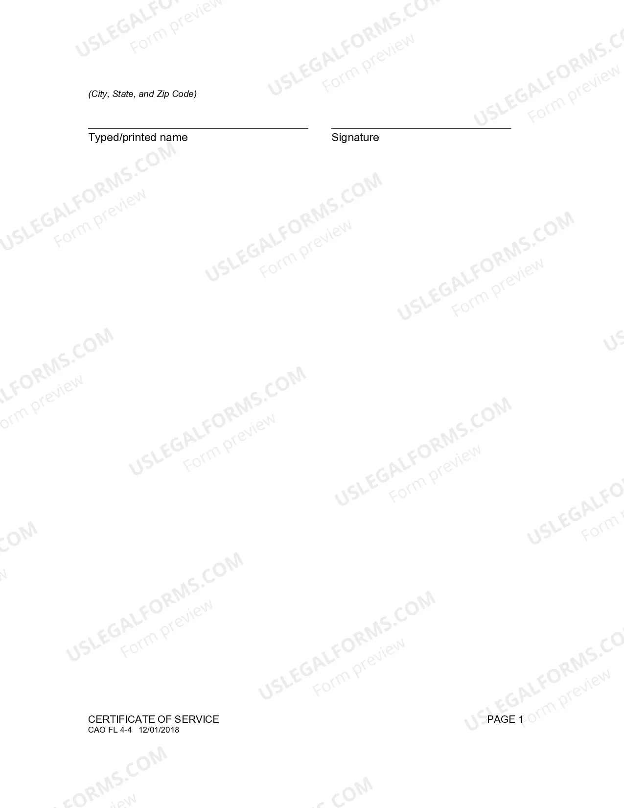 Preview Certificate of Service