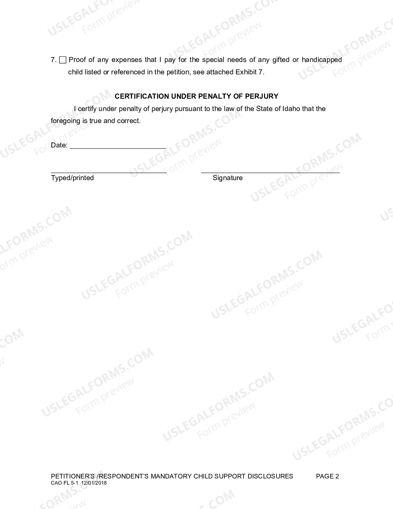 Preview Petitioner Respondent Mandatory Child Support Disclosures
