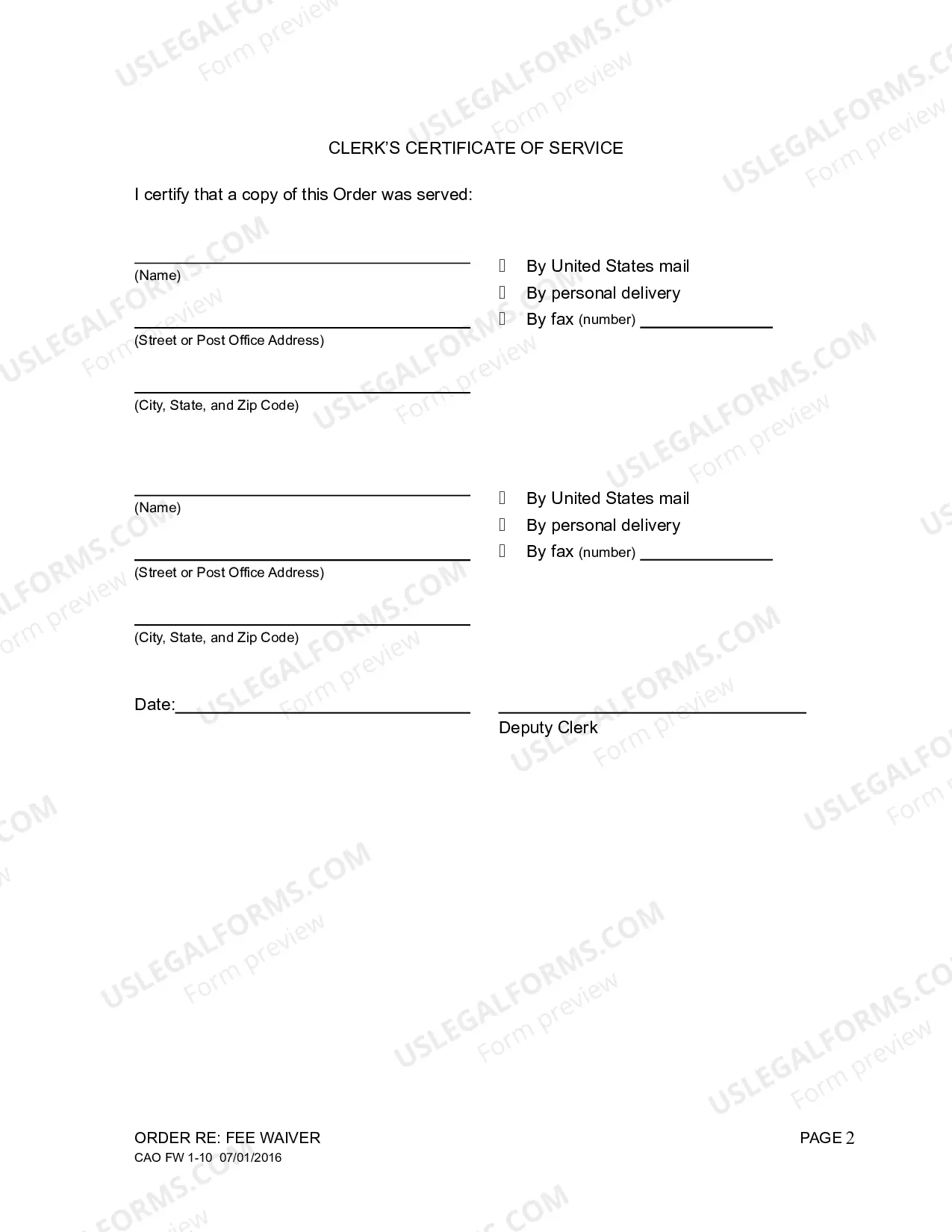 Preview Order on Motion for Fee Waiver