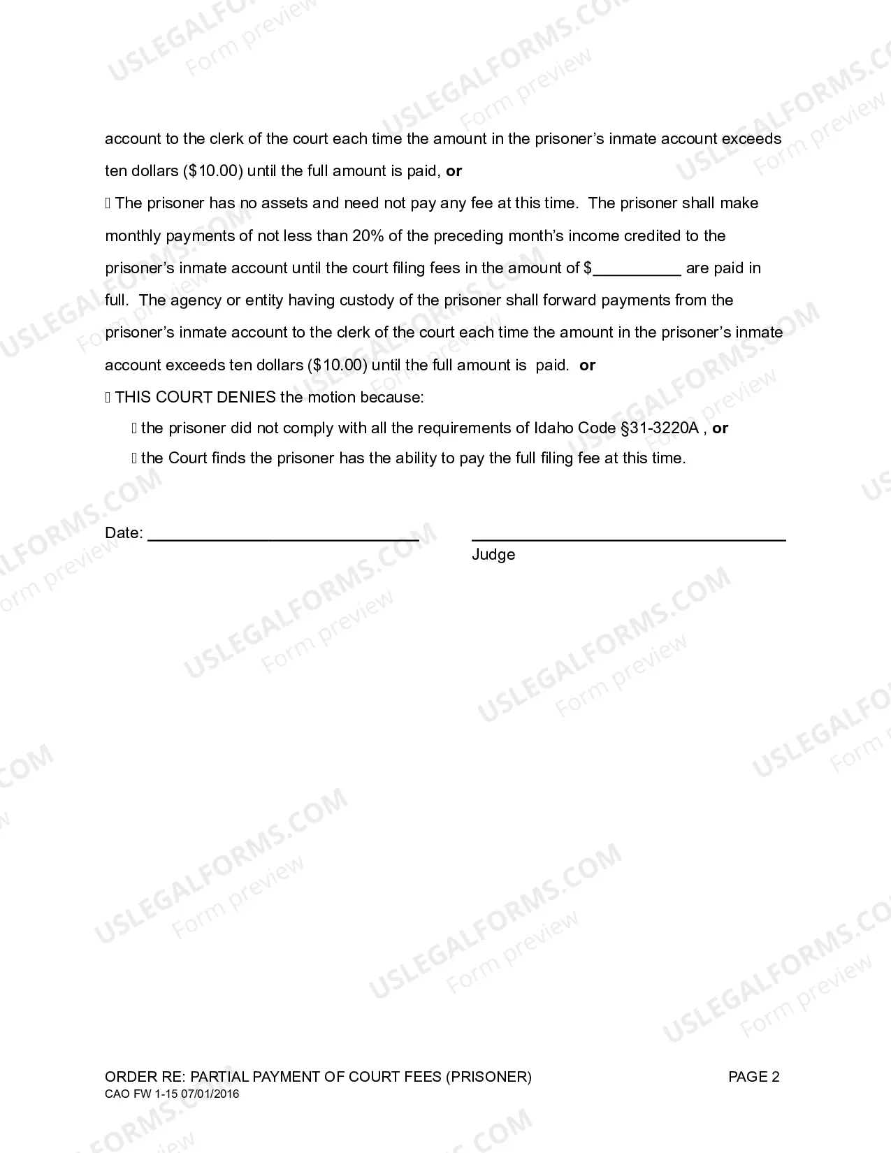 Preview Order on Motion to Proceed on Partial Payment of Court Fees by Prisoner