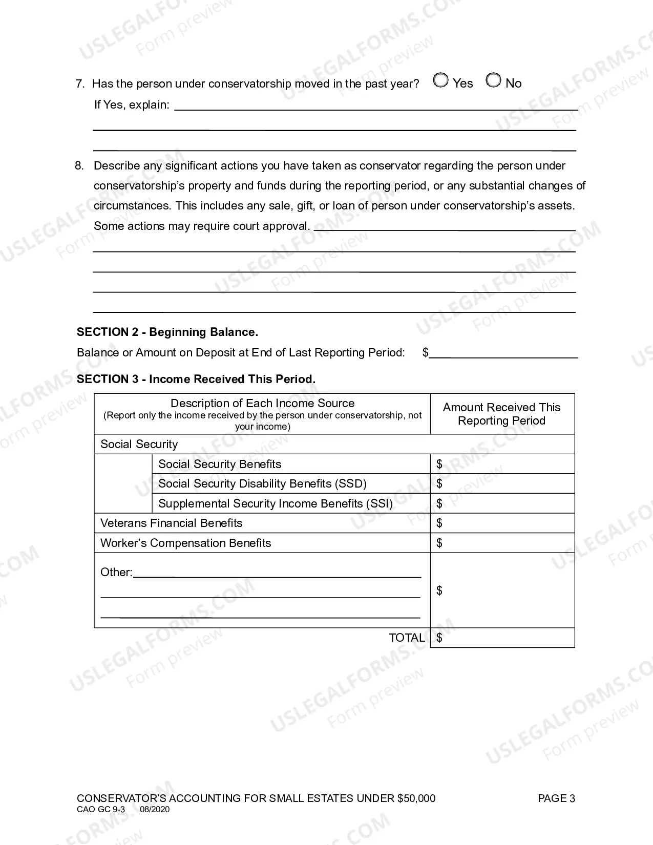 Preview Conservator's Accounting for Small Estates Under $50,000