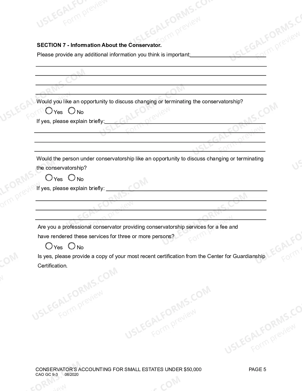 Preview Conservator's Accounting for Small Estates Under $50,000