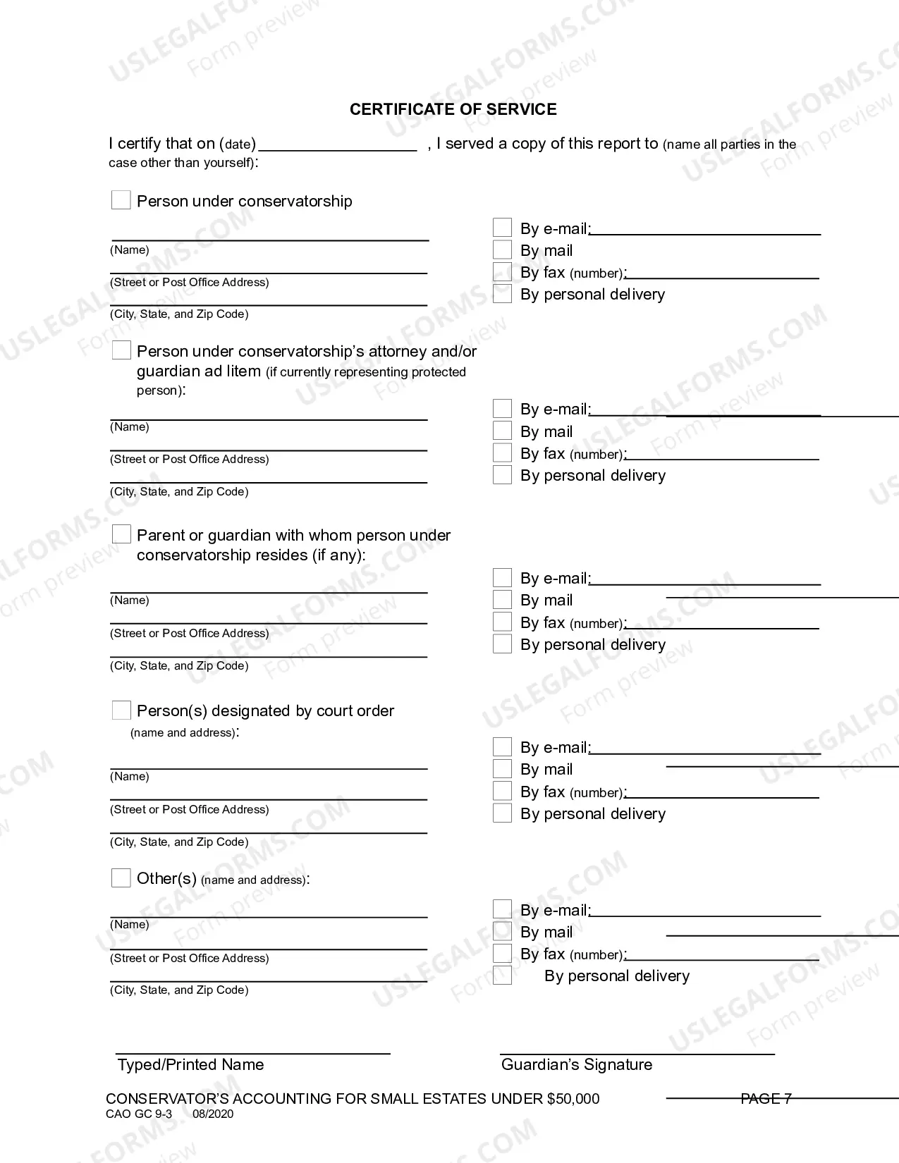 Preview Conservator's Accounting for Small Estates Under $50,000
