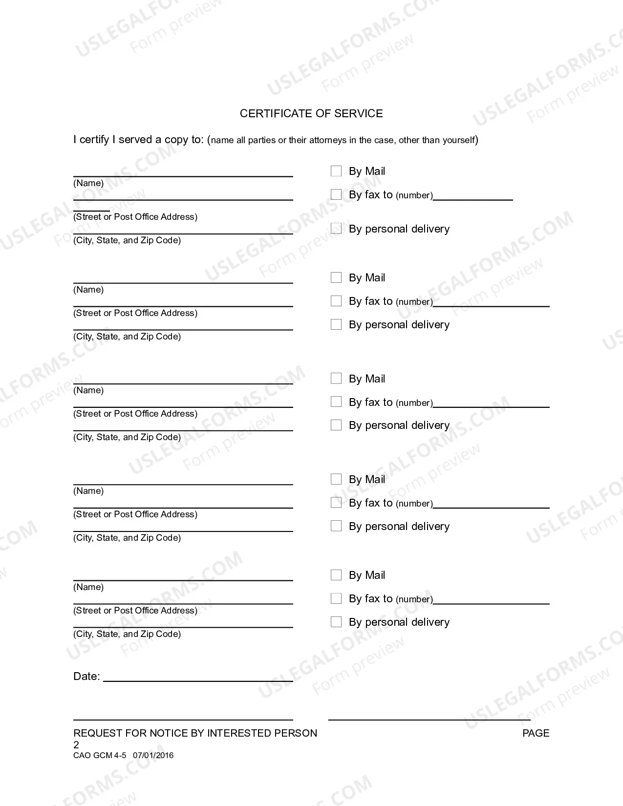 Preview Request for Notice by Interested Person