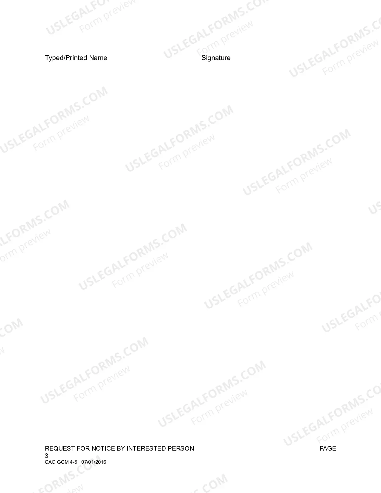 Preview Request for Notice by Interested Person