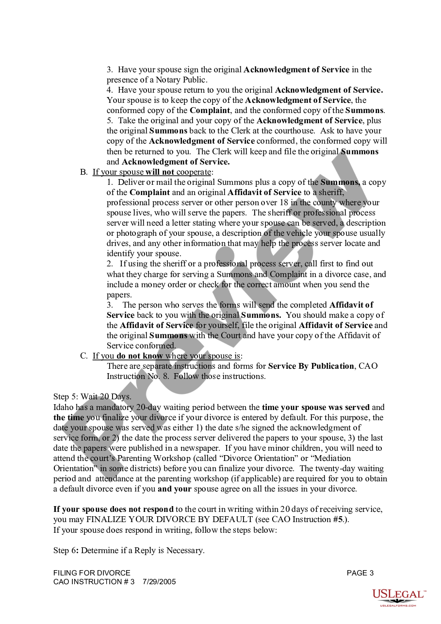 page 2 Idaho Instructions for Filing for Divorce preview