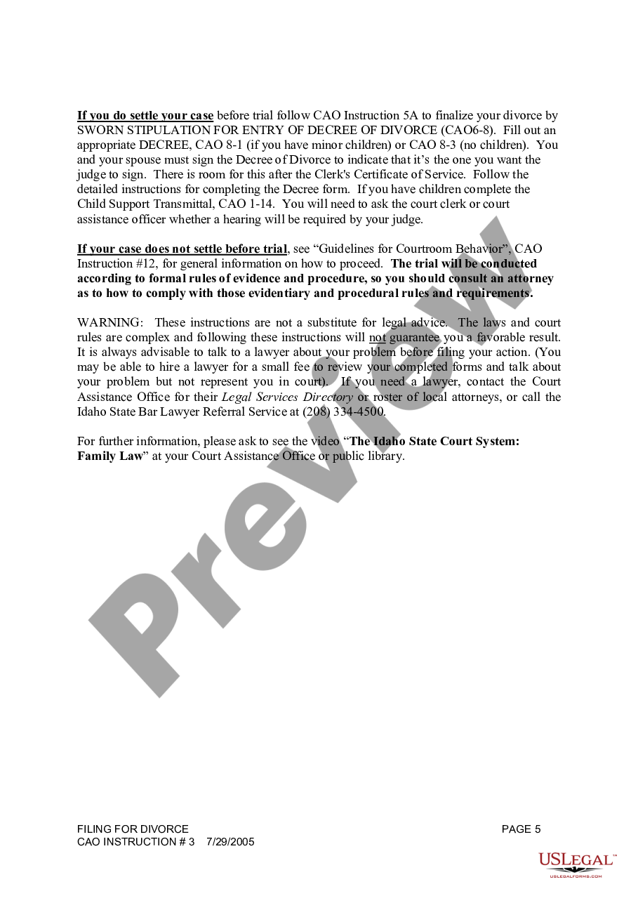 page 4 Idaho Instructions for Filing for Divorce preview
