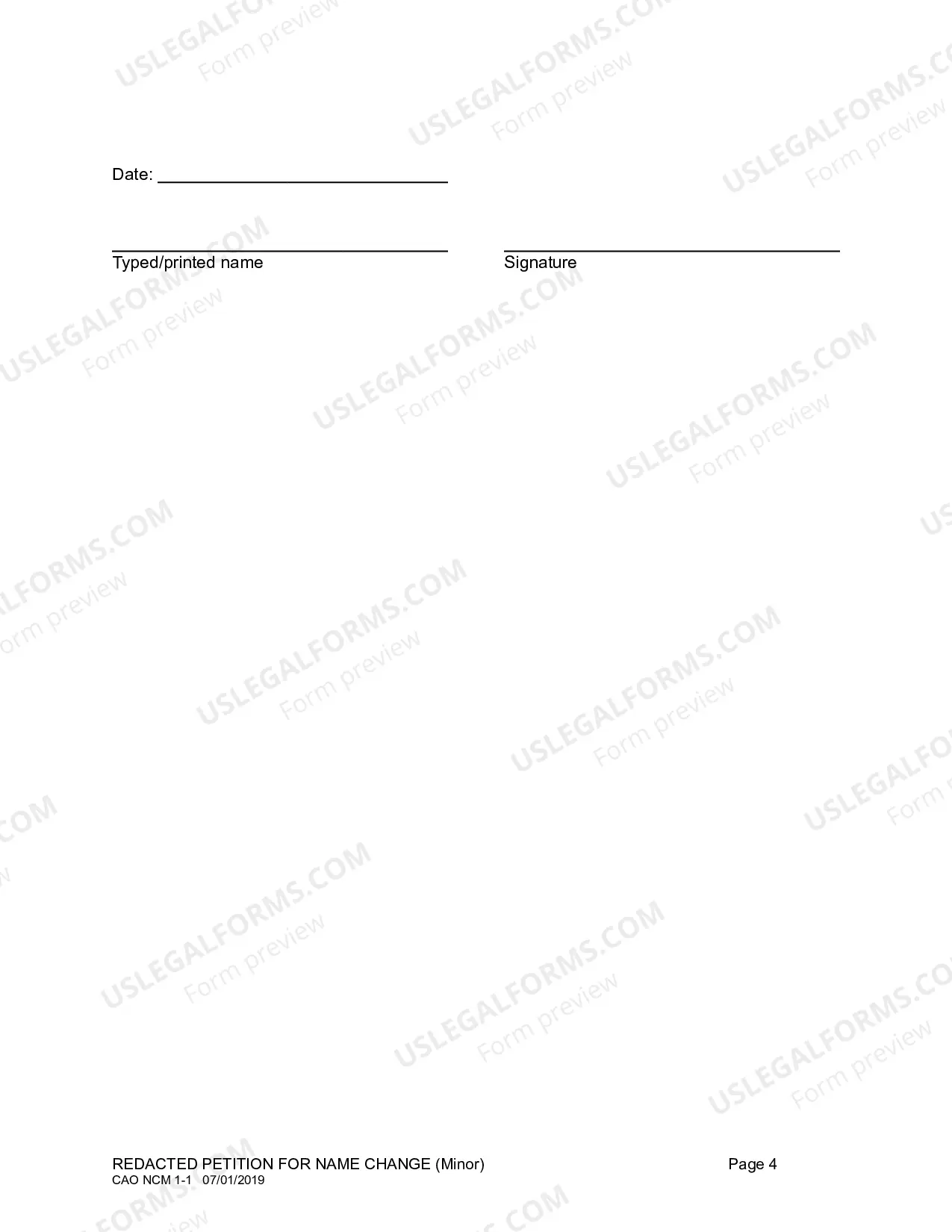 Preview Redacted Petition for Name Change for Minor
