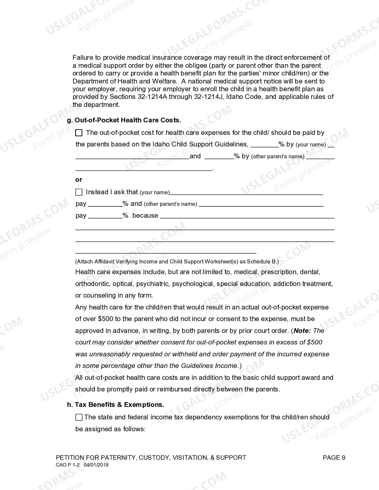 Preview Petition for Paternity, Custody, Visitation and Support