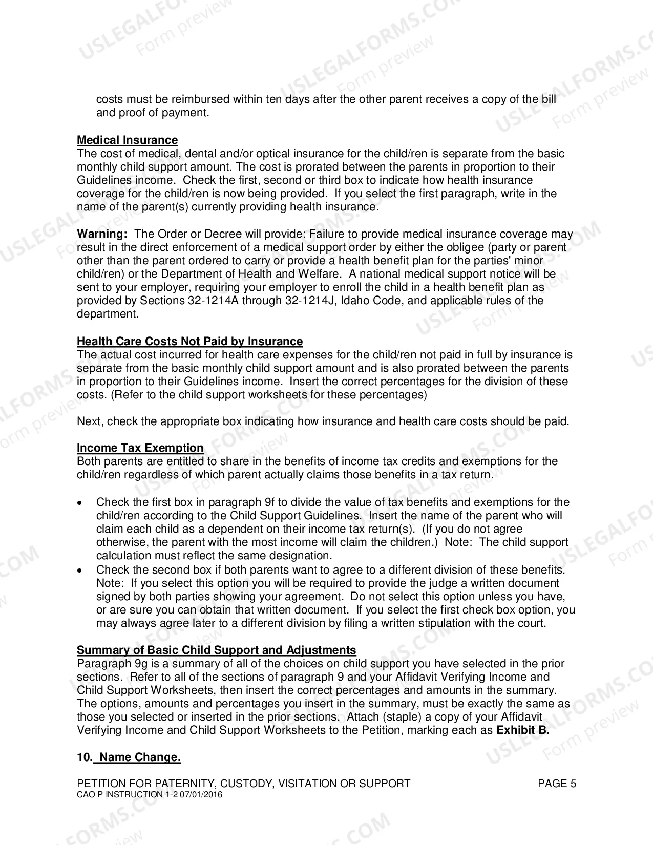 Preview Intructions for Completing a Petition for Paternity, Custody, Visitation and Support