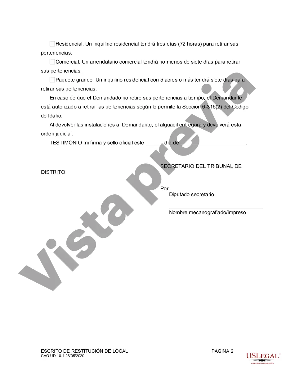 Preview Auto de Restitución de Local