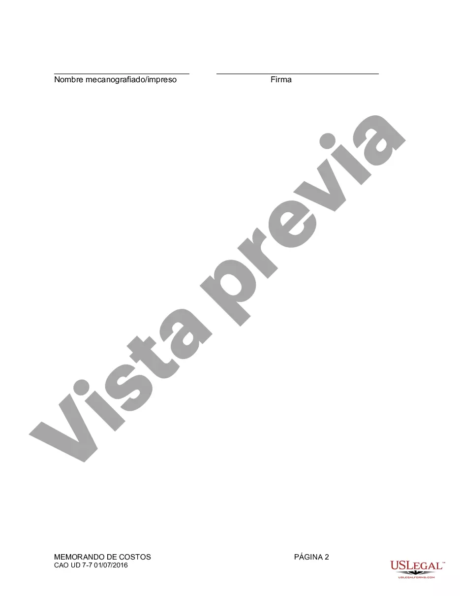 Preview Memorándum de Costos