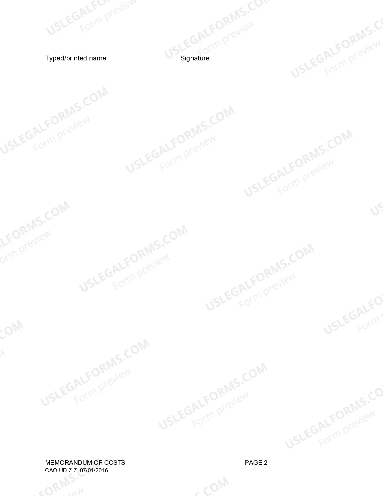 Preview Memorandum of Costs