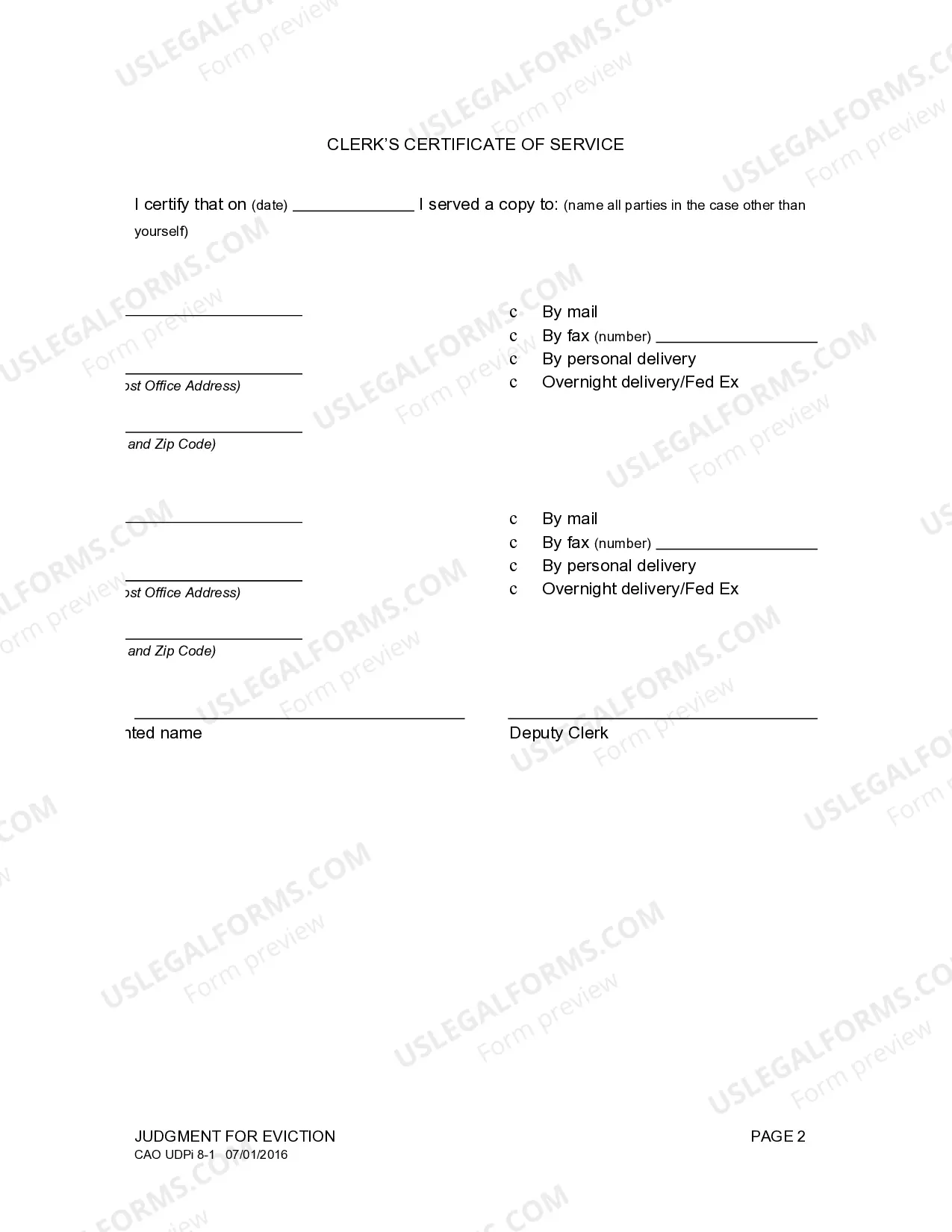 Preview Judgment and Order for Eviction