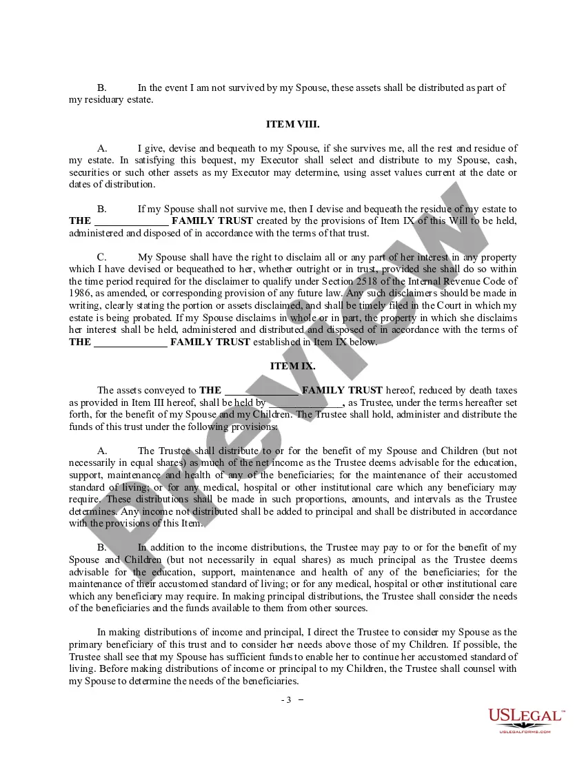 Preview Complex Will with Credit Shelter Marital Trust for Large Estates