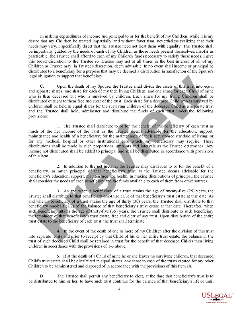 Preview Complex Will with Credit Shelter Marital Trust for Large Estates