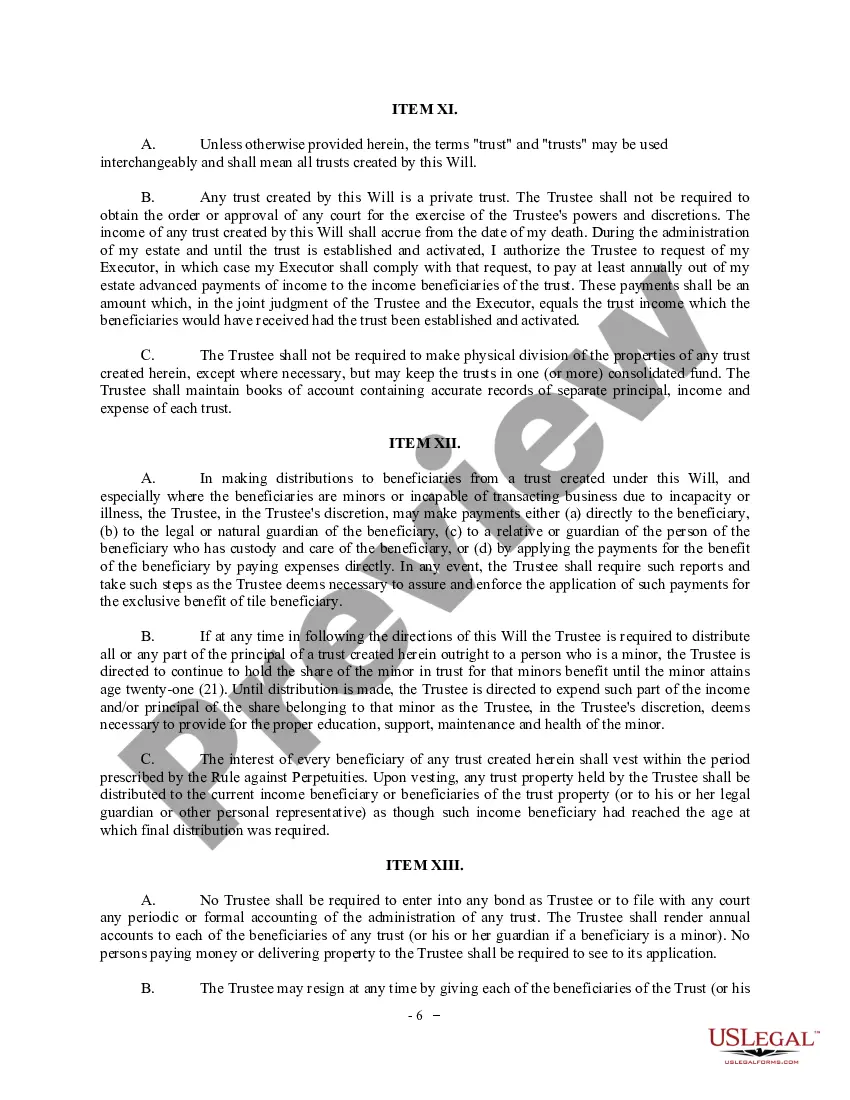 Preview Complex Will with Credit Shelter Marital Trust for Large Estates