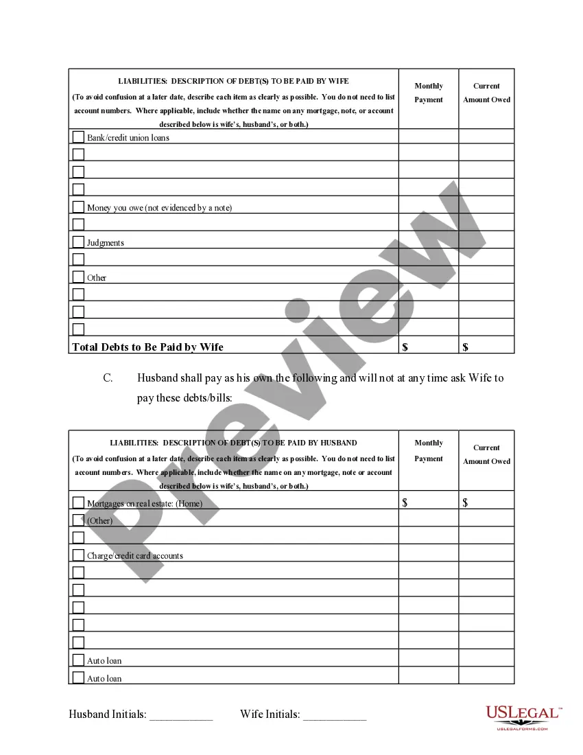 Preview Marital Legal Separation and Property Settlement Agreement Minor Children Parties May have Joint Property or Debts effective Immediately