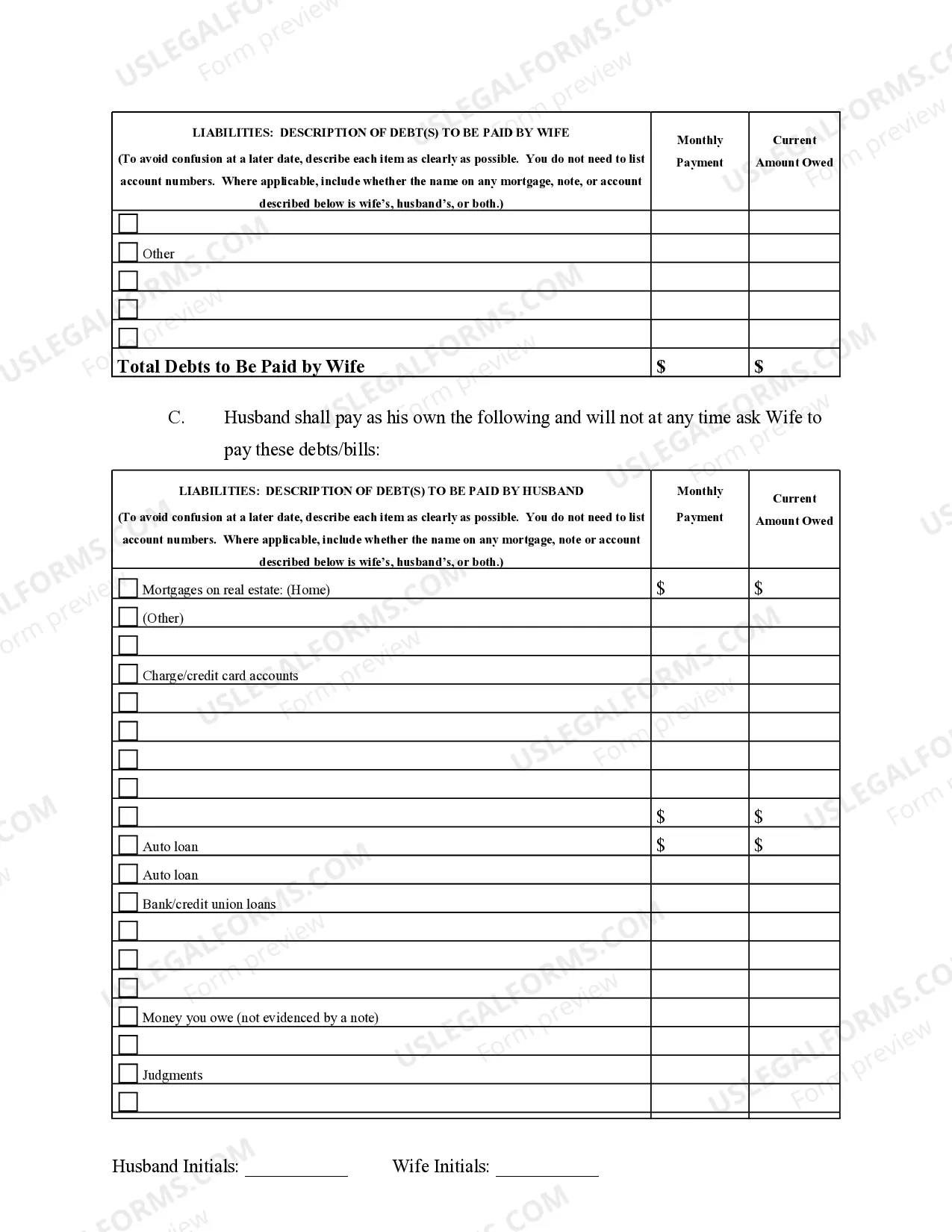 Preview Marital Legal Separation and Property Settlement Agreement no Children parties may have Joint Property or Debts Effective Immediately