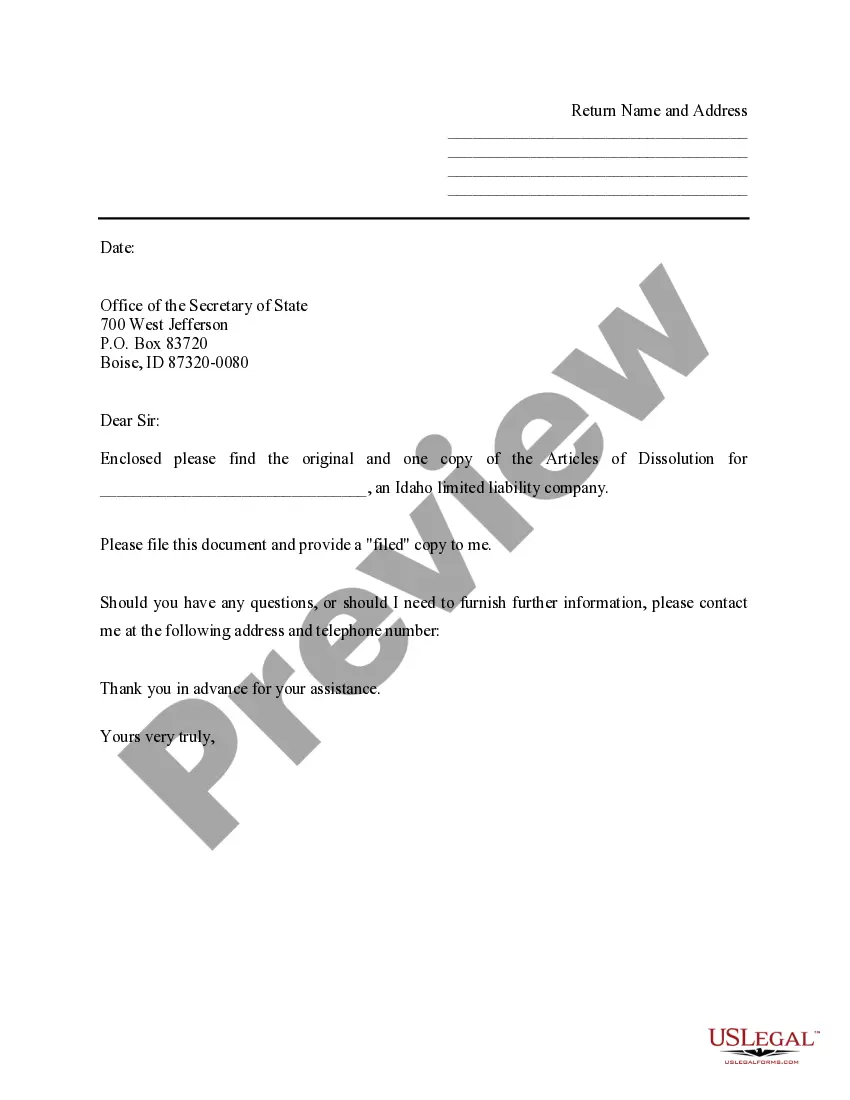 Get Idaho Dissolution Package to Dissolve Limited Liability Company LLC Preview Idaho Dissolution Package to Dissolve Limited Liability Company LLC