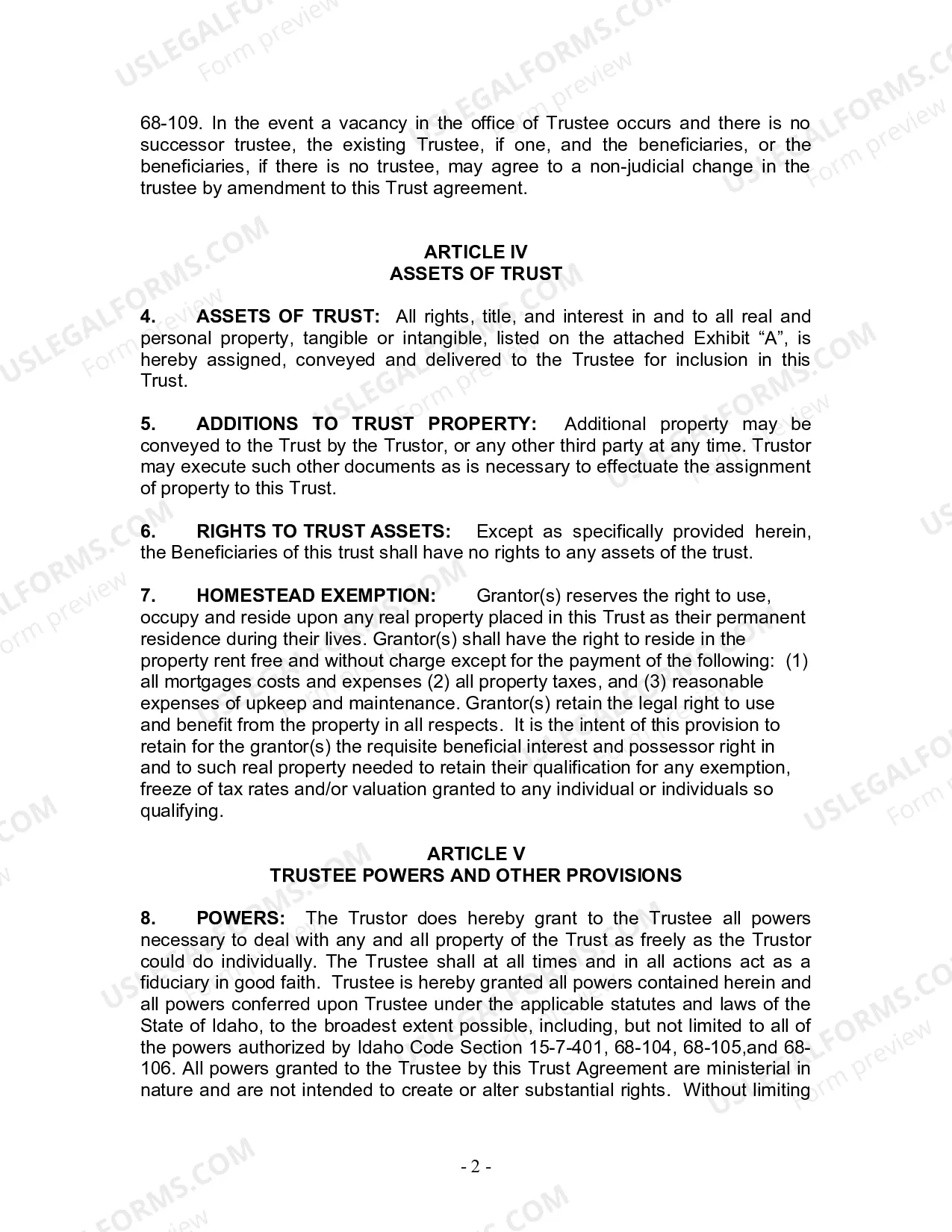 Preview Revocable Living Trust for Husband and Wife with No Children