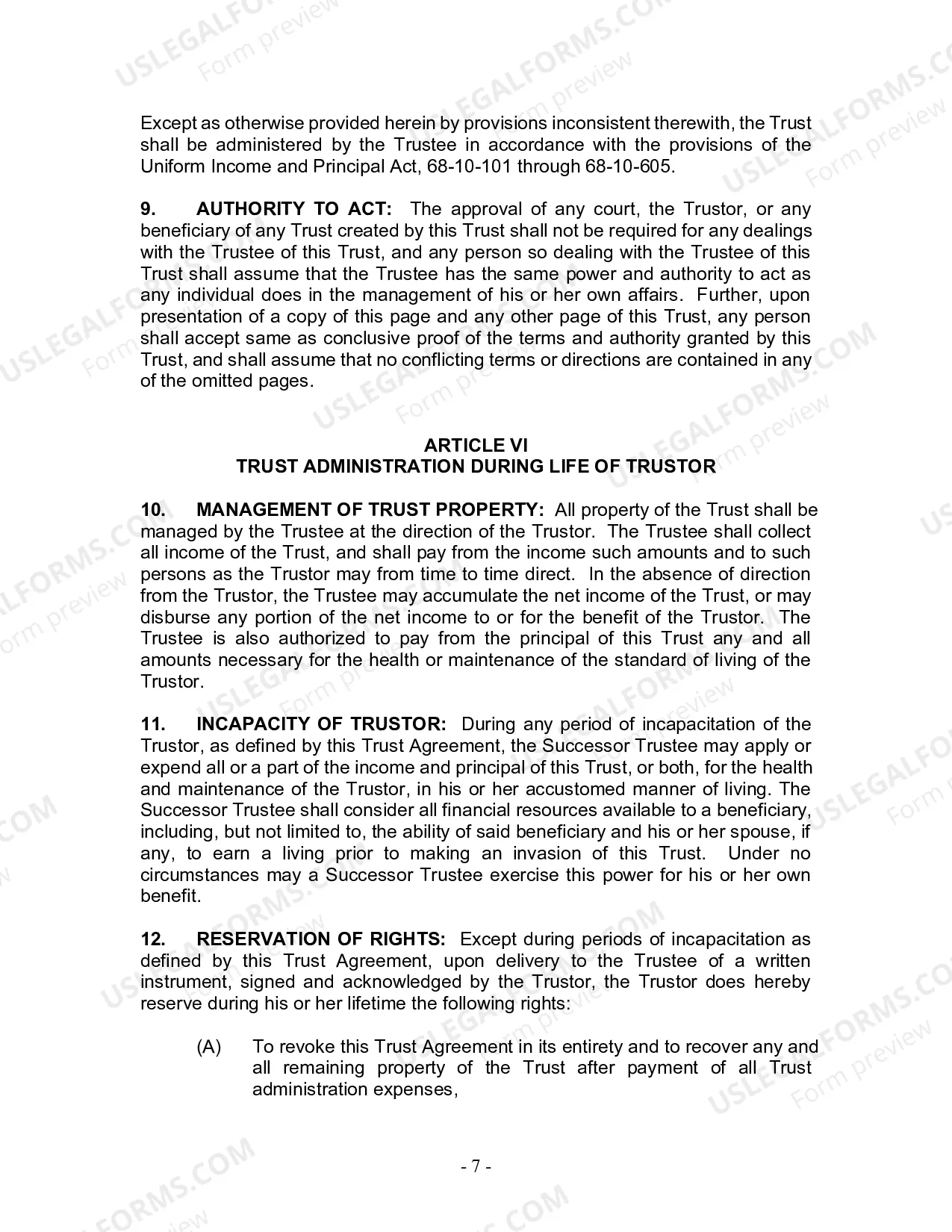 Preview Revocable Living Trust for Husband and Wife with No Children