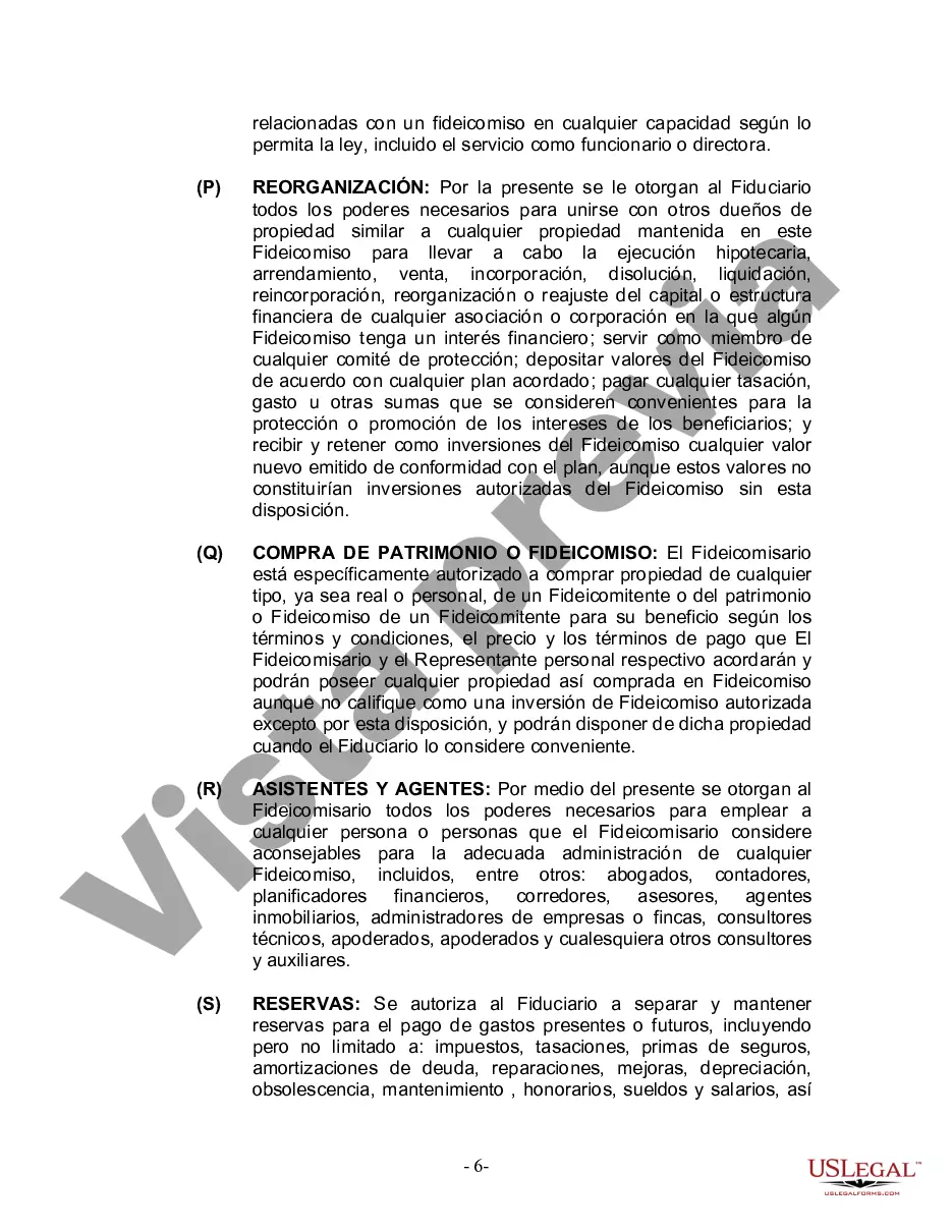 Preview Fideicomiso en Vida para Individuos Solteros, Divorciados o Viudos o Viudos sin Hijos
