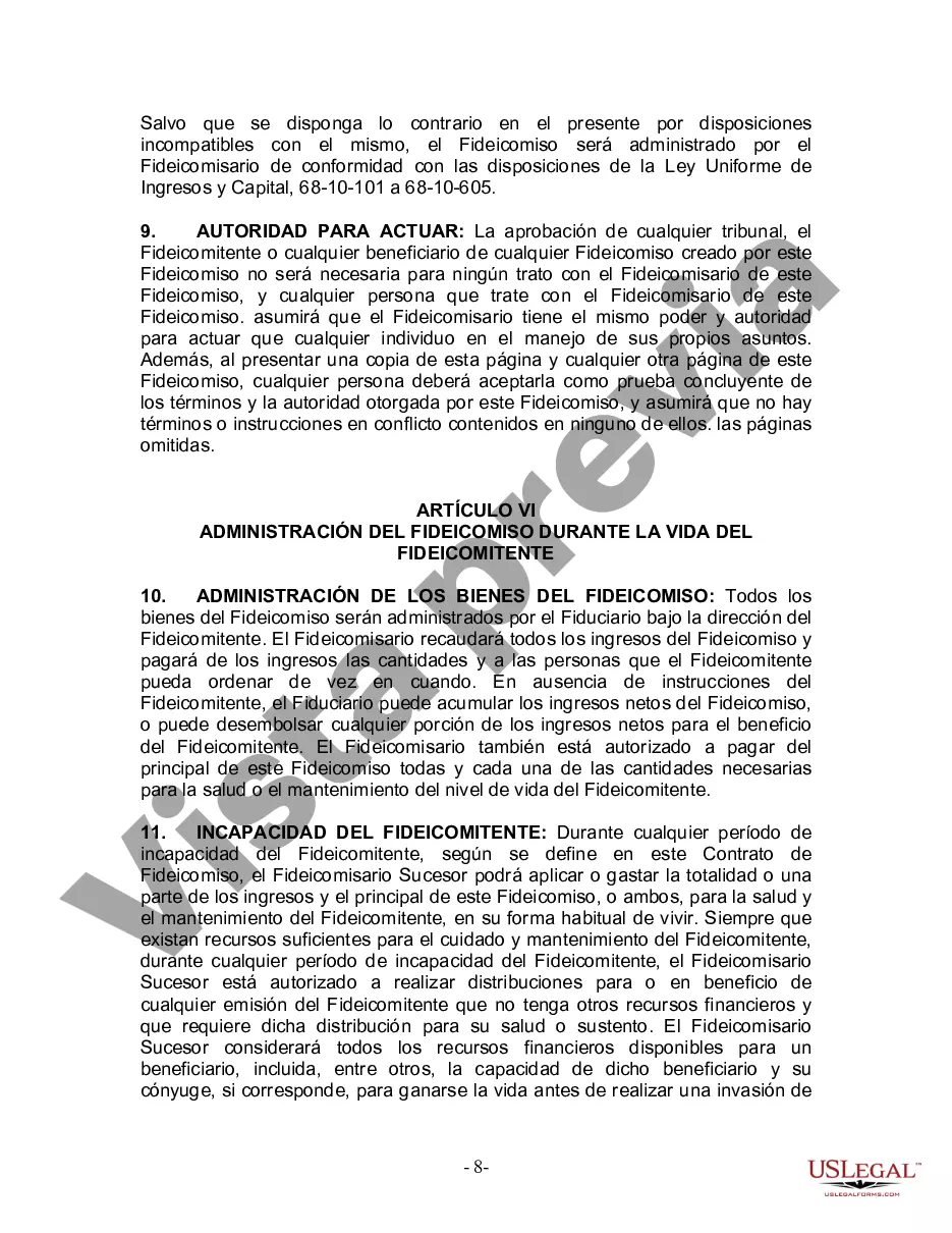 Preview Fideicomiso en Vida para Individuo Soltero, Divorciado o Viudo o Viudo con Hijos
