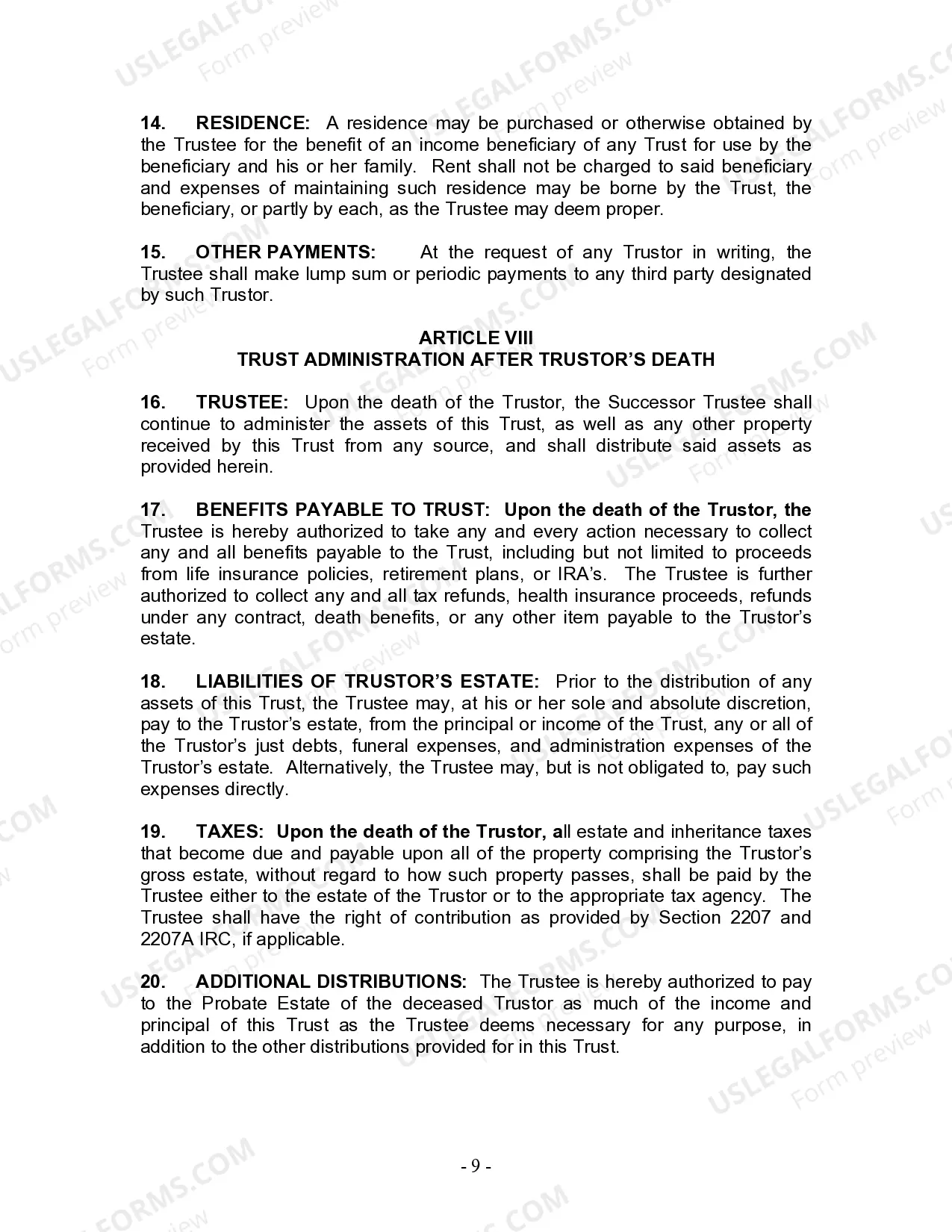 Preview Living Trust for Individual, Who is Single, Divorced or Widow or Widower with Children