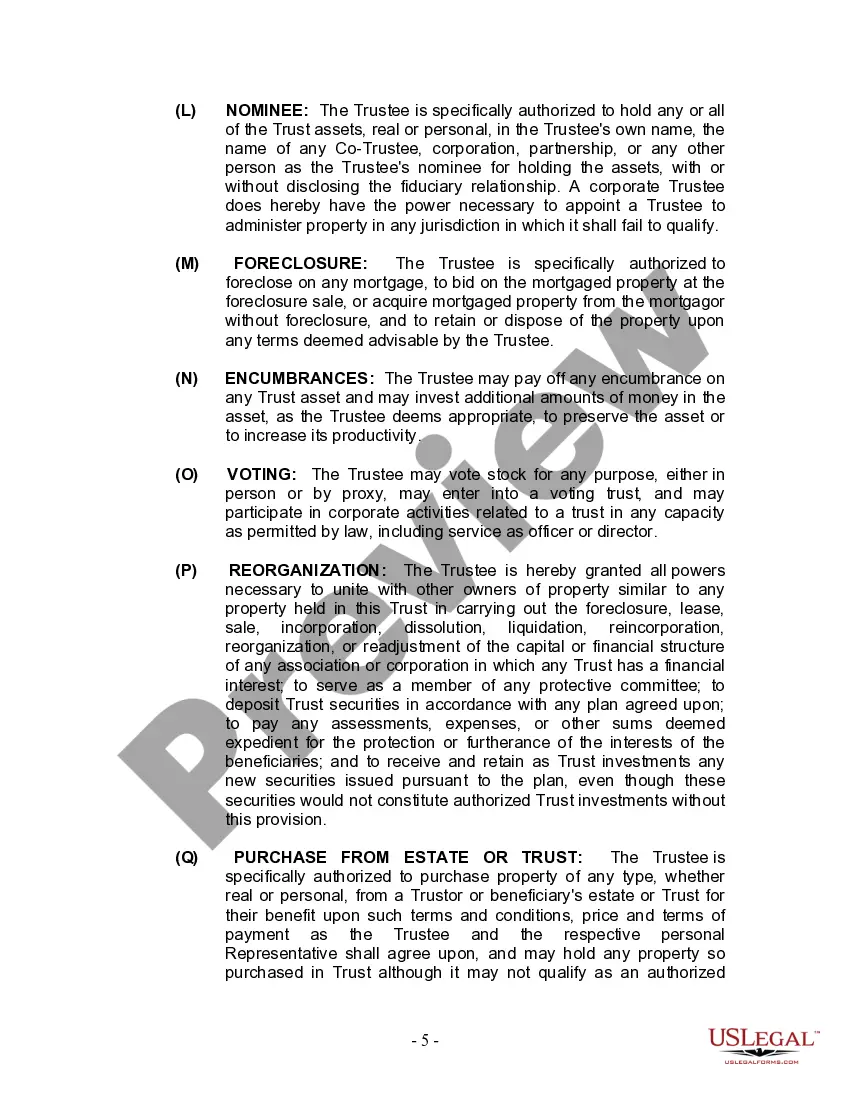 Preview Living Trust for Husband and Wife with Minor and or Adult Children