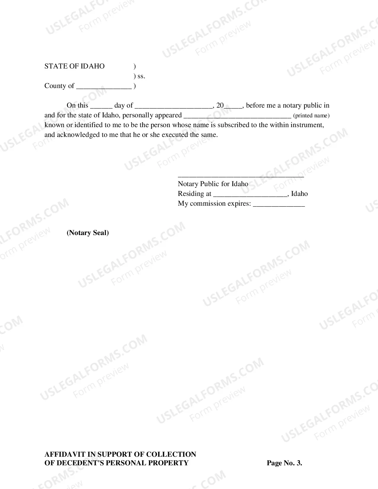Preview Small Estate Affidavit for Estates under $100,000