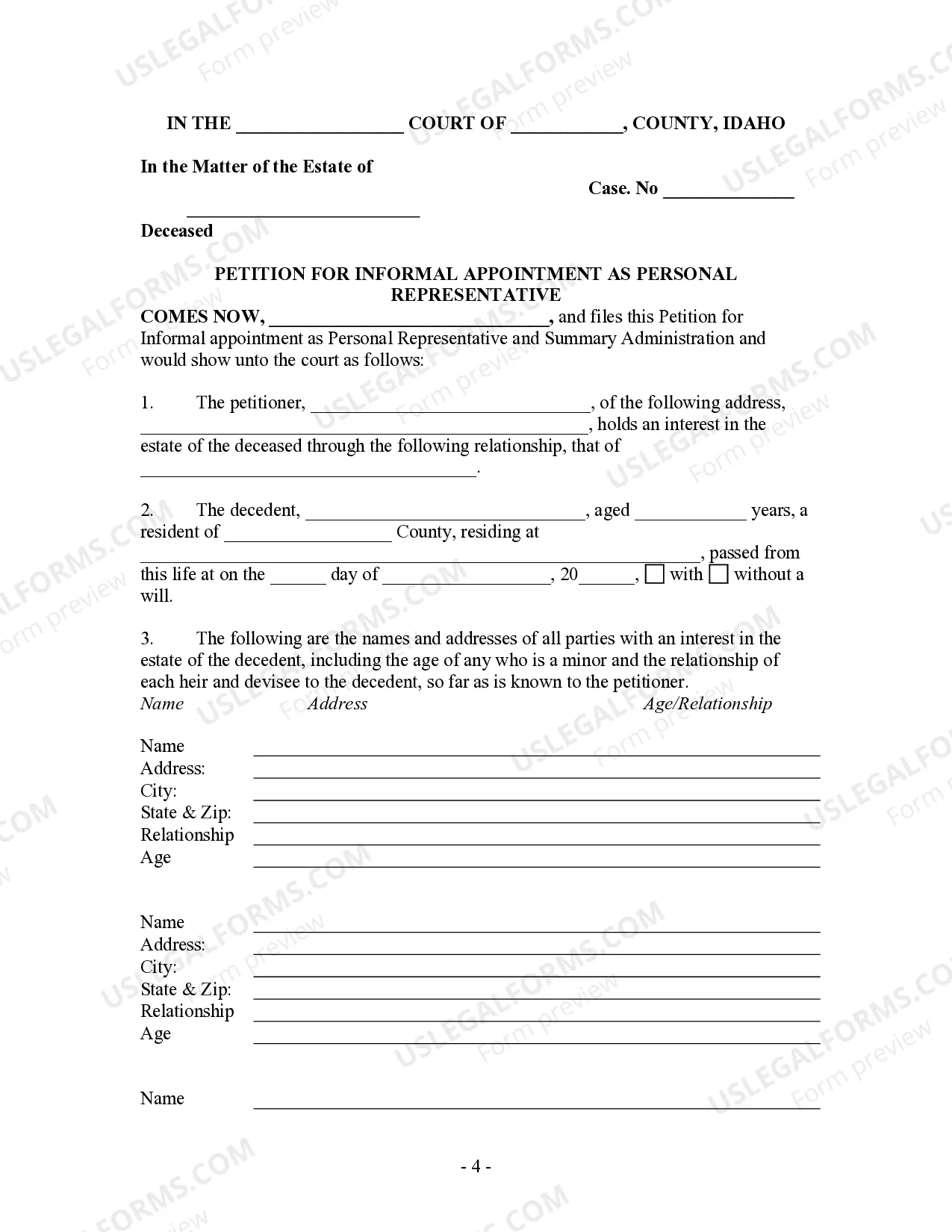 Preview Summary Administration Package for Small Estates