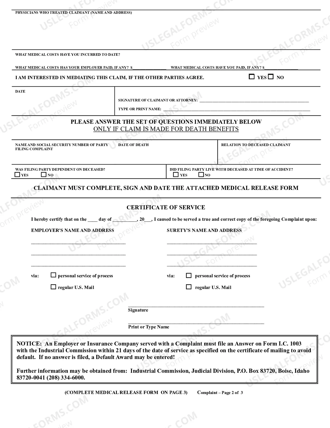 Preview Workers Compensation Complaint