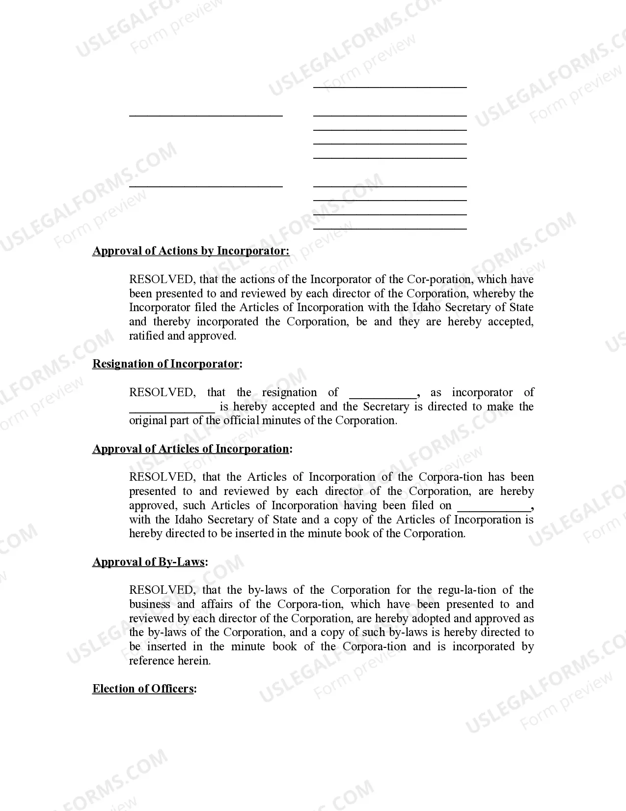 Preview Minutes for Organizational Meeting