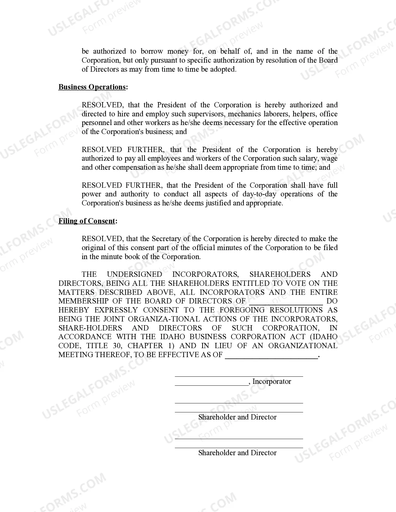 Preview Minutes for Organizational Meeting