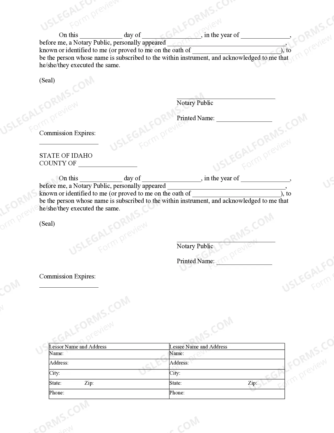 Preview Notice of Lease for Recording