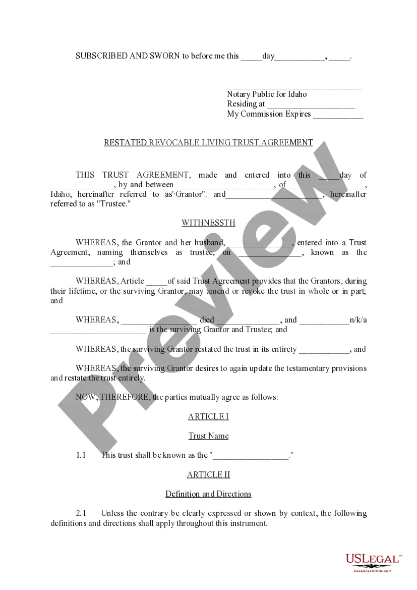 Preview Affidavit RE: Revocable Trust